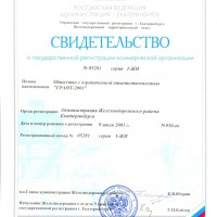 Свидетельство о государственной регистрации ООО "Грант-2001"